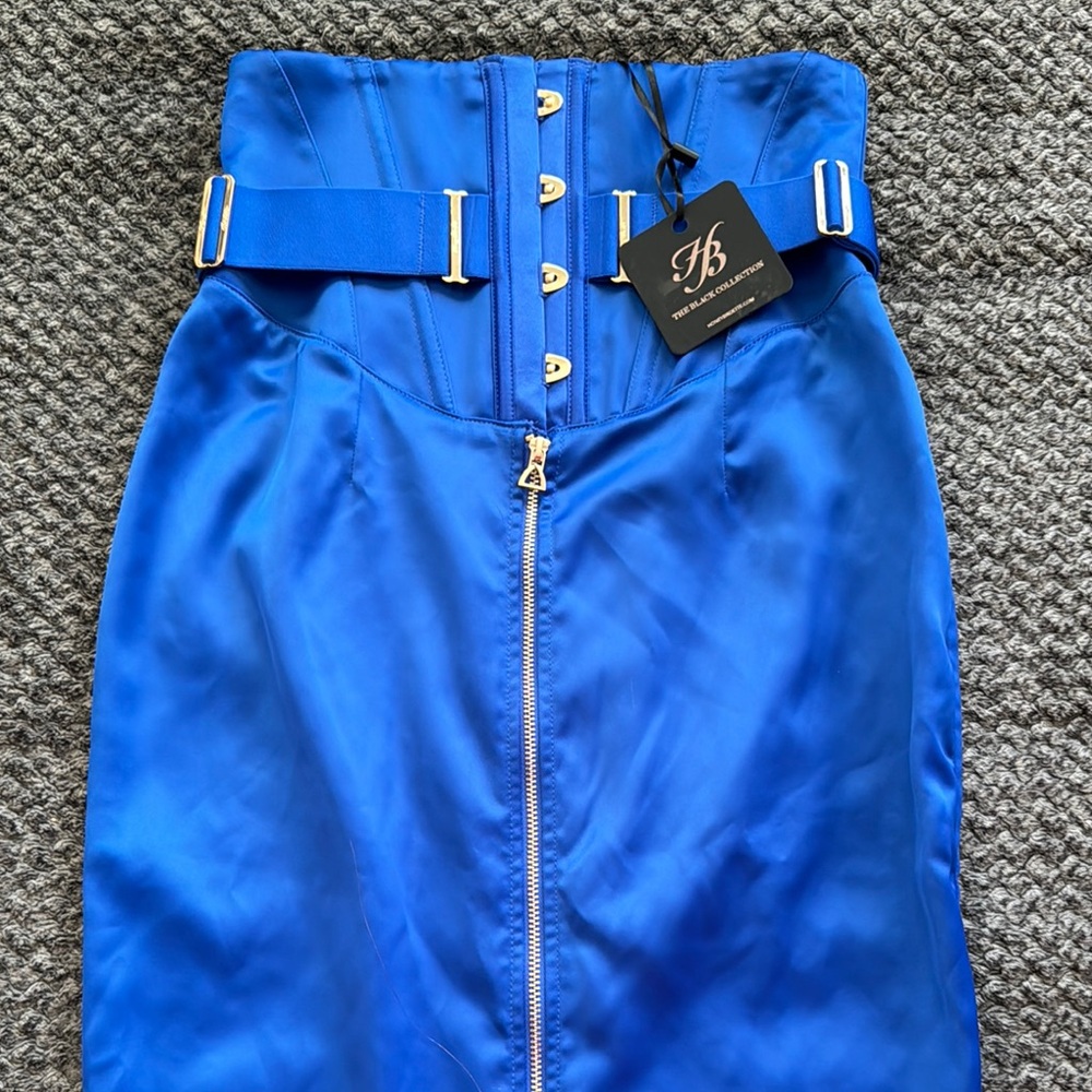 BNWT PRICE FIRM Honey Birdette Chastity Skirt Electric Blue Satin Skirt XS
